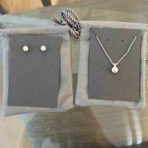 Brilliant Earth matching Pearl earrings and necklace set